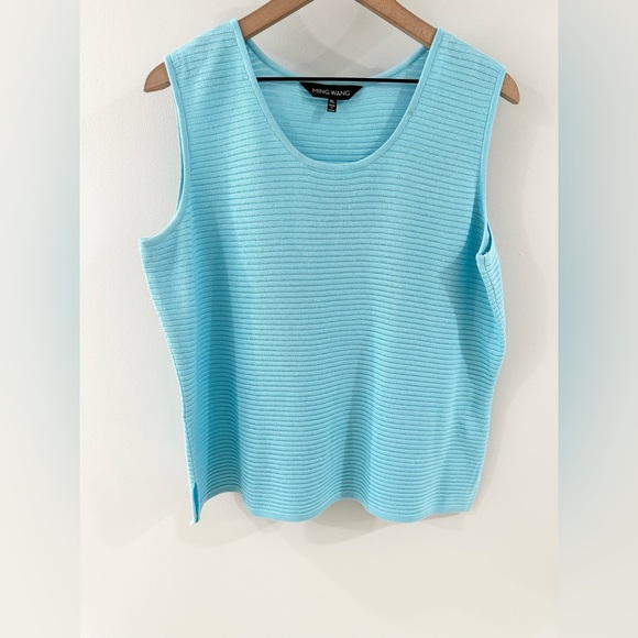 Ming Wang Ribbed Sweater Tank Blue Size XL - Picture 4 of 6